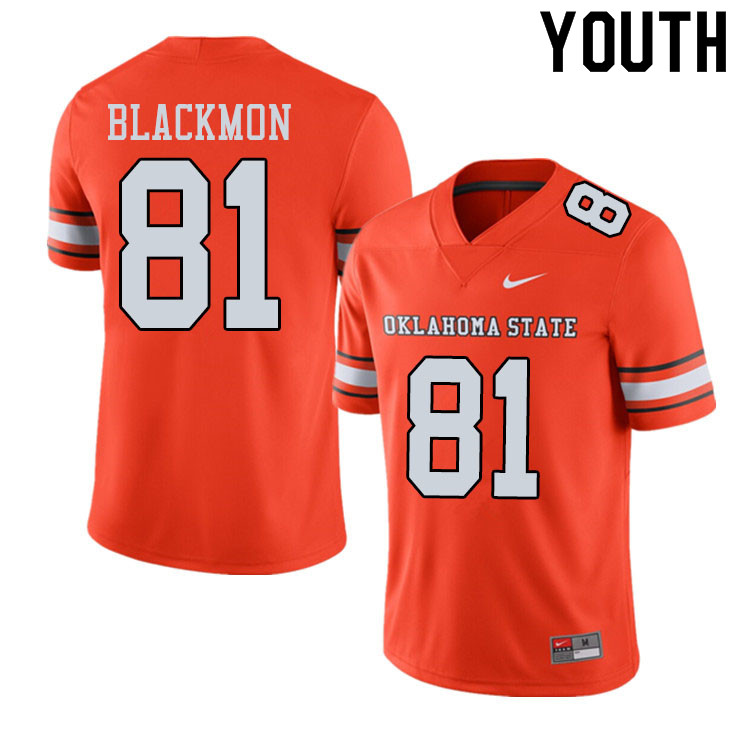 Youth #81 Justin Blackmon Oklahoma State Cowboys College Football Jerseys Sale-Alternate Orange - Click Image to Close